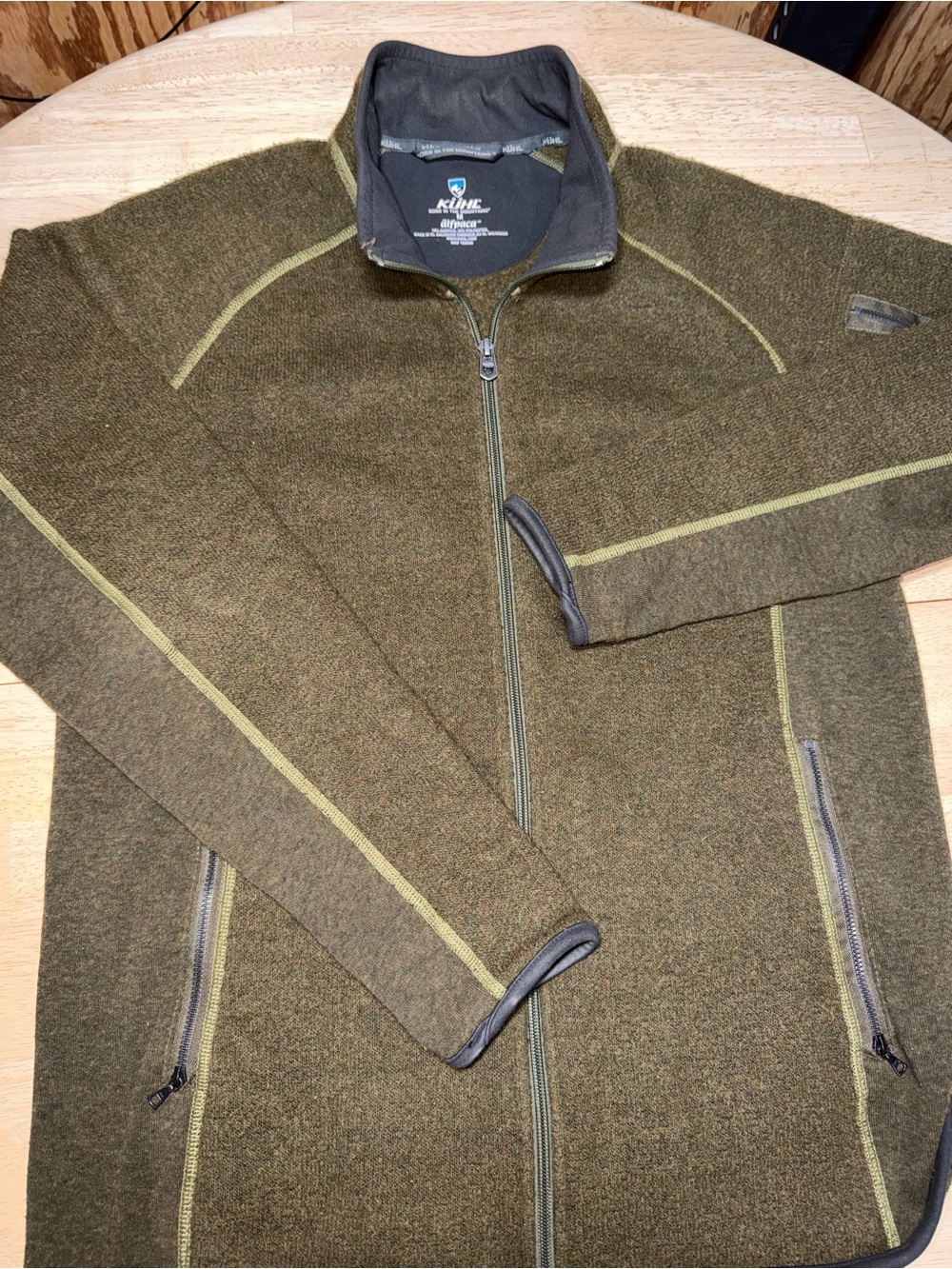 Kuhl Alfpaca Kashmira Jacket Hiking Mens Medium Green Fleece Full Zip Thumbholes